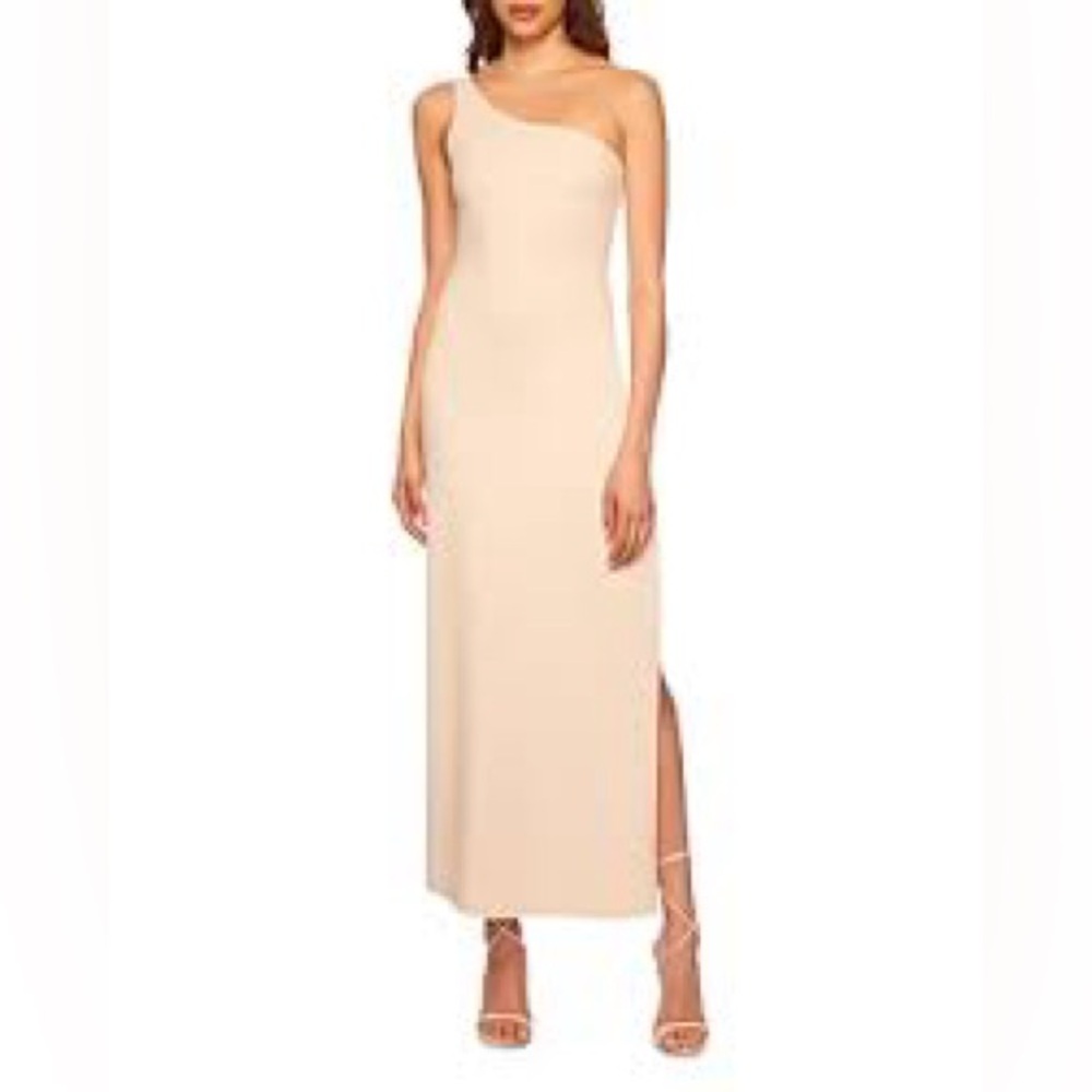 Susana Monaco One-Arm High-Slit Maxi Dress Blanched Almond Small NWT